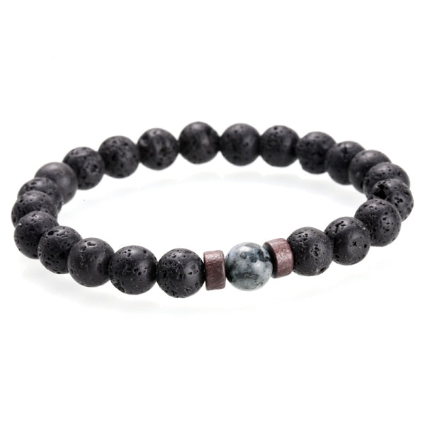 BRACELET EN PIERRE DE LUNE NATURELLE POUR HOMMES - BOSSOUASHOP