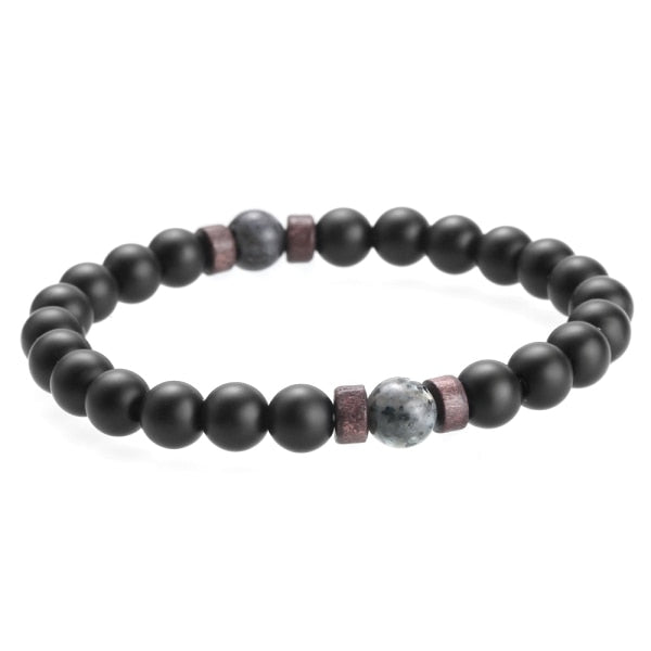 BRACELET EN PIERRE DE LUNE NATURELLE POUR HOMMES - BOSSOUASHOP