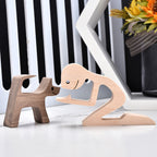 SCULPTURE DE CHIEN EN BOIS FAIT A LA MAIN