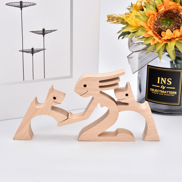 SCULPTURE DE CHIEN EN BOIS FAIT A LA MAIN