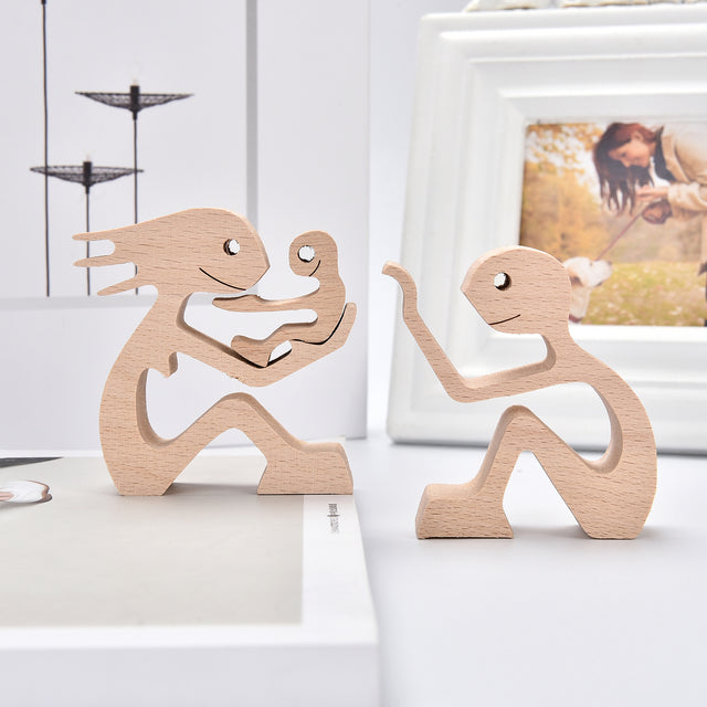 SCULPTURE DE CHIEN EN BOIS FAIT A LA MAIN