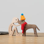 SCULPTURE DE CHIEN EN BOIS FAIT A LA MAIN