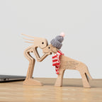 SCULPTURE DE CHIEN EN BOIS FAIT A LA MAIN
