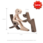 SCULPTURE DE CHIEN EN BOIS FAIT A LA MAIN