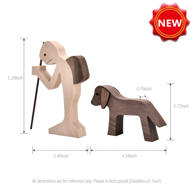 SCULPTURE DE CHIEN EN BOIS FAIT A LA MAIN
