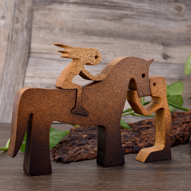 SCULPTURE DE CHIEN EN BOIS FAIT A LA MAIN
