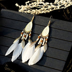 BOUCLES D'OREILLES BOHEMIENNES EN PLUMES - BOSSOUASHOP