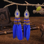 BOUCLES D'OREILLES BOHEMIENNES EN PLUMES - BOSSOUASHOP