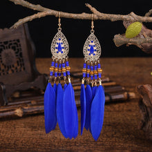 Charger l&#39;image dans la galerie, BOUCLES D&#39;OREILLES BOHEMIENNES EN PLUMES - BOSSOUASHOP
