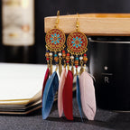 BOUCLES D'OREILLES BOHEMIENNES EN PLUMES - BOSSOUASHOP