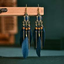 Charger l&#39;image dans la galerie, BOUCLES D&#39;OREILLES BOHEMIENNES EN PLUMES - BOSSOUASHOP
