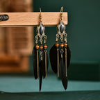 BOUCLES D'OREILLES BOHEMIENNES EN PLUMES - BOSSOUASHOP
