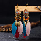 BOUCLES D'OREILLES BOHEMIENNES EN PLUMES - BOSSOUASHOP
