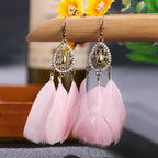 BOUCLES D'OREILLES BOHEMIENNES EN PLUMES - BOSSOUASHOP