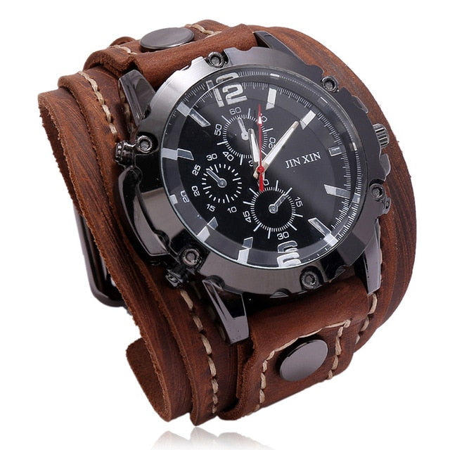 MONTRE -BRACELET EN CUIR  POUR HOMMES - BOSSOUASHOP