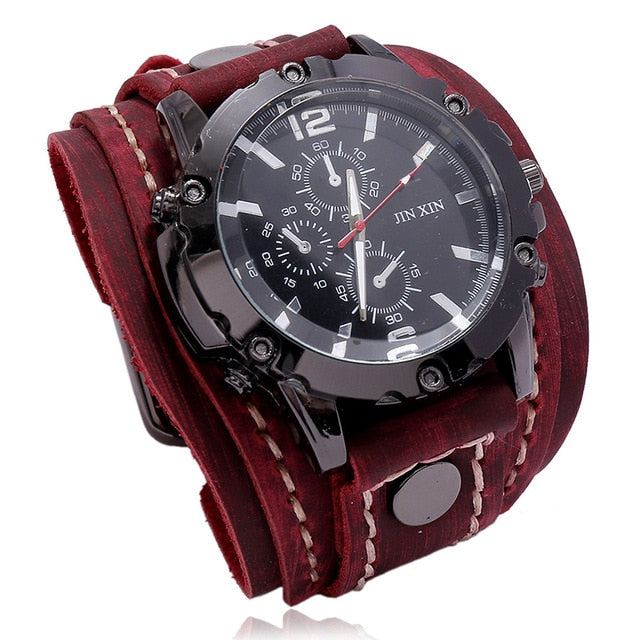 MONTRE -BRACELET EN CUIR  POUR HOMMES - BOSSOUASHOP