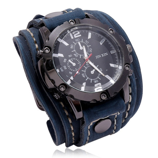 MONTRE -BRACELET EN CUIR  POUR HOMMES - BOSSOUASHOP