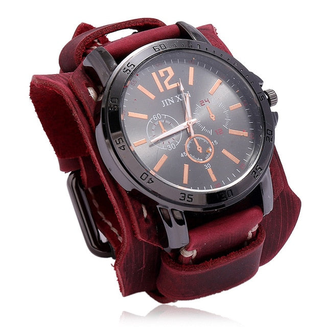 MONTRE -BRACELET EN CUIR  POUR HOMMES - BOSSOUASHOP