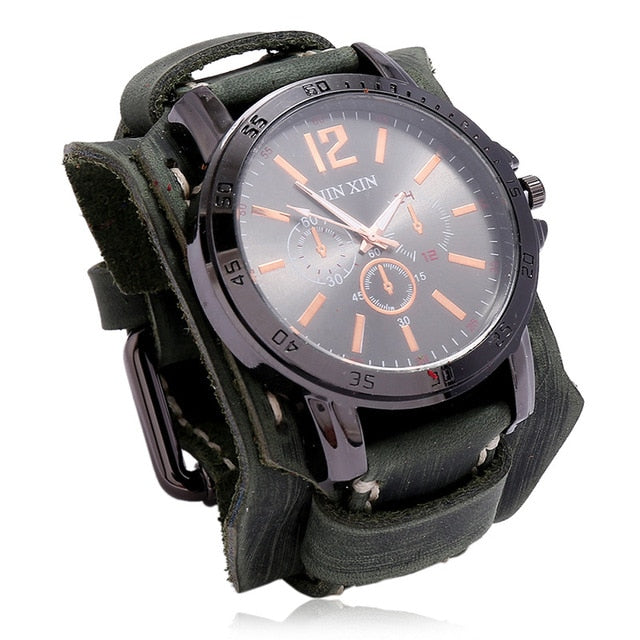 MONTRE -BRACELET EN CUIR  POUR HOMMES - BOSSOUASHOP