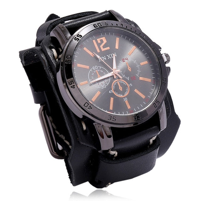 MONTRE -BRACELET EN CUIR  POUR HOMMES - BOSSOUASHOP