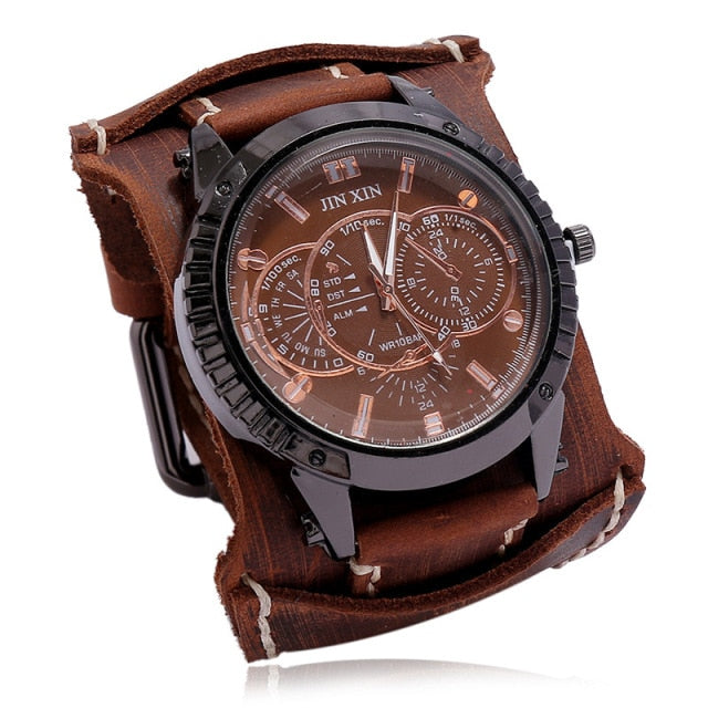 MONTRE -BRACELET EN CUIR  POUR HOMMES - BOSSOUASHOP