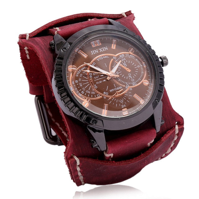 MONTRE -BRACELET EN CUIR  POUR HOMMES - BOSSOUASHOP