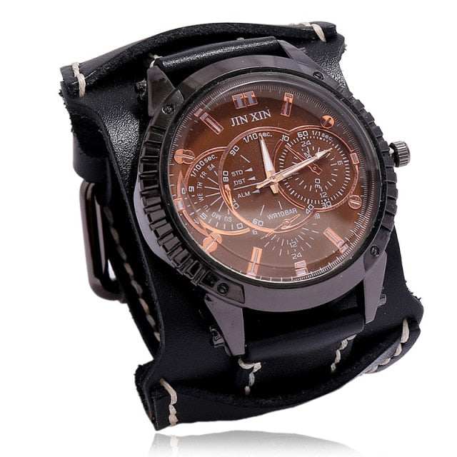 MONTRE -BRACELET EN CUIR  POUR HOMMES - BOSSOUASHOP