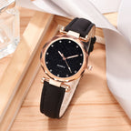 MONTRE -BRACELET EN CUIR ET STRASS POUR FEMMES - BOSSOUASHOP