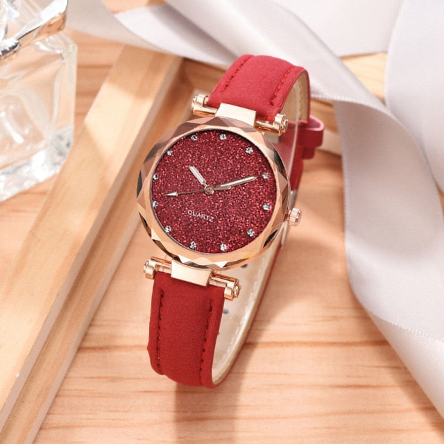 MONTRE -BRACELET EN CUIR ET STRASS POUR FEMMES - BOSSOUASHOP